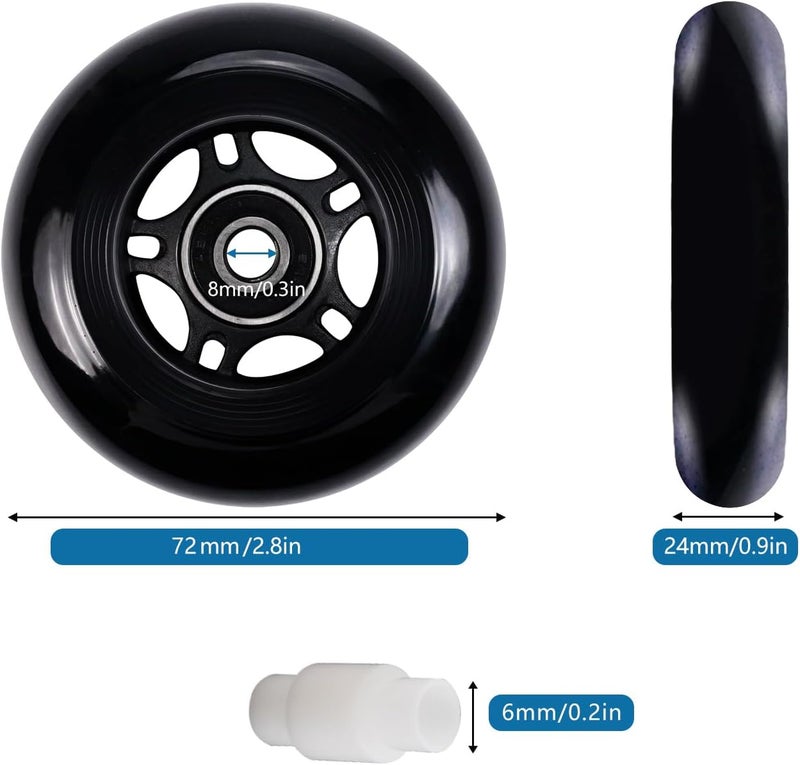 FLYDAZZLE Inline Skate Wheels: 72mm 76mm 80mm Roller Hockey Blade Replacement Wheels with ABEC 9 Bearing for Indoor Outdoor (8 Pack) (72 mm) - Image 4